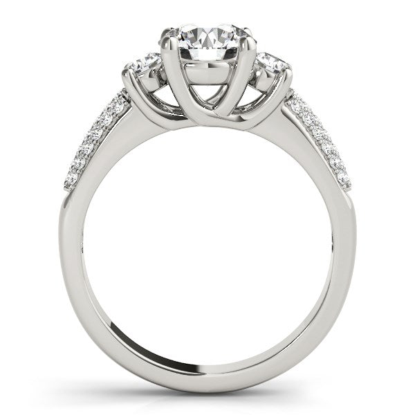 14k White Gold 3 Stone Pave Set Band Diamond Engagement Ring (1 7/8 cttw)