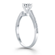 14k White Gold Open Shank Bypass Diamond Engagement Ring