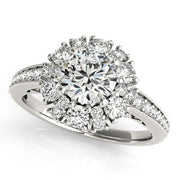 14k White Gold Antique Style Halo Round Diamond Engagement Ring (2 cttw)