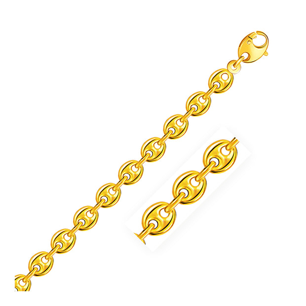 6.9mm 14k Yellow Gold Puffed Mariner Link Bracelet 