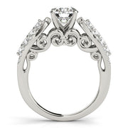 14k White Gold Multirow Shank Round Diamond Engagement Ring (1 1/2 cttw)