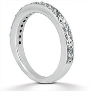 14k White Gold Pave Diamond Wedding Ring Band Set 1/2 Around