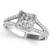 14k White Gold Princes Cut Halo Split Shank Diamond Engagement Ring (2 cttw)