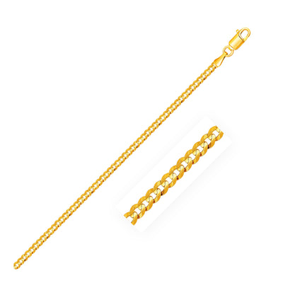 2.6mm 14k Yellow Gold Solid Curb Chain