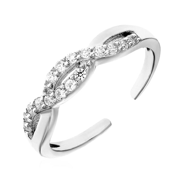 Toe Ring with Intertwined Cubic Zirconia in Sterling Silver