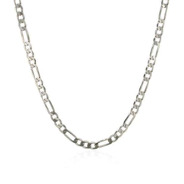 3.0mm 14k White Gold Solid Figaro Chain