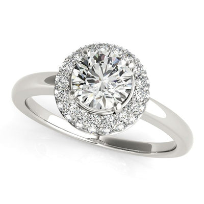 Diamond Engagement Ring with Pave Halo Stones in 14k White Gold (1 3/8 cttw)