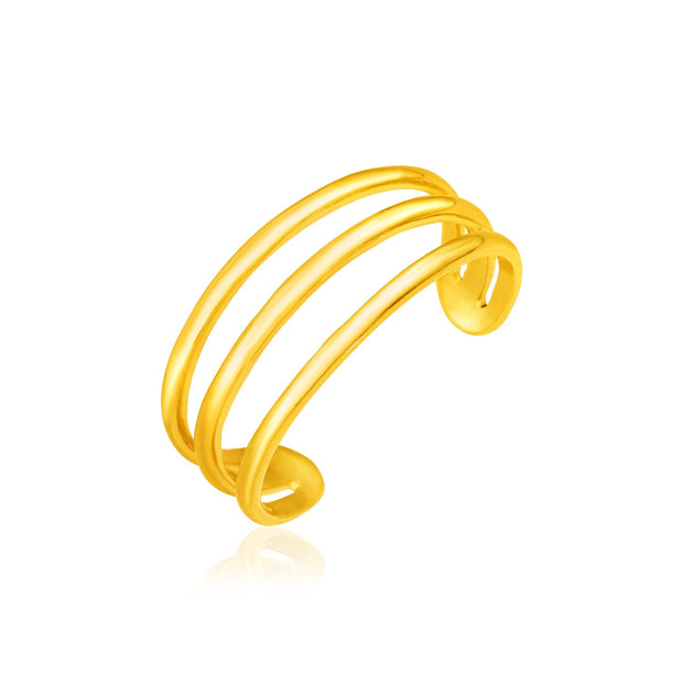 14k Yellow Gold Three Bar Toe Ring