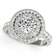 14k White Gold Diamond Engagement Ring with Double Pave Halo (2 5/8 cttw)