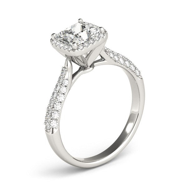 14k White Gold Halo Pave Band Diamond Engagement Ring (1 1/3 cttw)