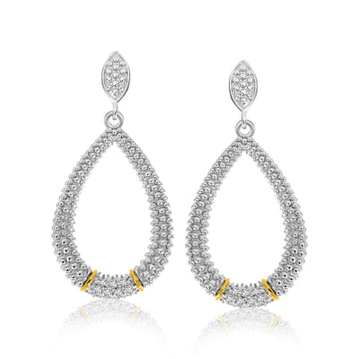 18k Yellow Gold & Sterling Silver Diamond Accented Graduated Popcorn Earrings