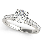 14k White Gold Single Row Prong Set Diamond Engagement Ring (1 3/8 cttw)