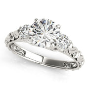 14k White Gold Antique Design 3 Stone Diamond Engagement Ring (1 3/4 cttw)