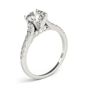 14k White Gold Diamond Engagement Ring With Single Row Band (1 3/4 cttw)