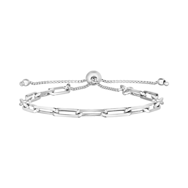 Sterling Silver Paperclip Chain Adjustable Bracelet
