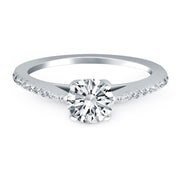 14k White Gold Micro Prong Diamond Cathedral Engagement Ring