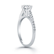 14k White Gold Micro Prong Diamond Cathedral Engagement Ring