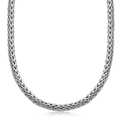 Oxidized Sterling Silver Wheat Style Chain Men's Necklace