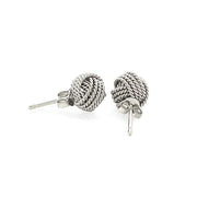 Sterling Silver Textured Love Knot Stud Style Earrings