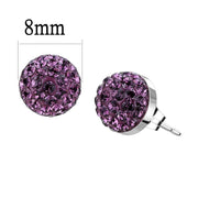 TK3552 - High polished (no plating) Stainless Steel Earrings with Top Grade Crystal  in Amethyst