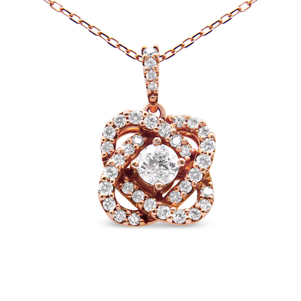 14K Rose Gold 1.00 Cttw Diamond Criss Cross Infinite Swirl "18" Pendant Necklace (H-I Color, SI2-I1 Clarity)