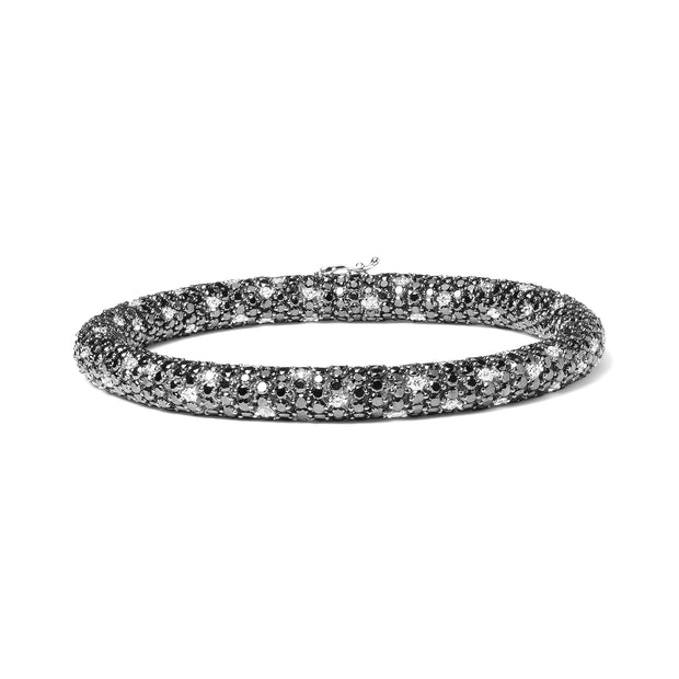 18K White Gold 20.0 Cttw Black and White Pave Set Diamond Eternity Snake Skin Style Tennis Bracelet (Black and G-H Color, SI1-SI2 Clarity) - Size 7"