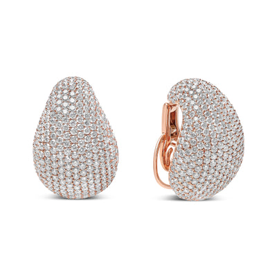 18K Rose Gold 13 1/5 Cttw Micro-Pave Diamond Sculptural Design Statement Stud Earrings (G-H Color, SI1-SI2 Clarity)