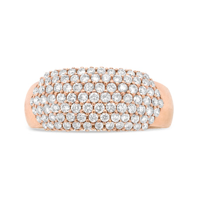18K Rose Gold 1.00 Cttw Diamond Multi Row Dome Band Ring (F-G Color, VS1-VS2 Clarity) - Ring size 7