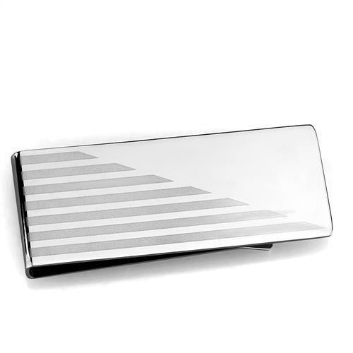 TK2077 - High polished (no plating) Stainless Steel Money clip with No Stone