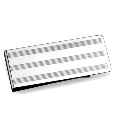 TK2081 - High polished (no plating) Stainless Steel Money clip with No Stone