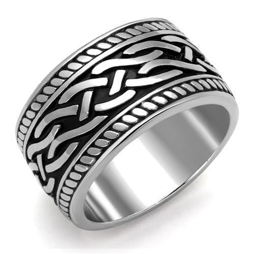 TK2239 - High polished (no plating) Stainless Steel Ring with Epoxy  in Jet