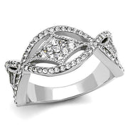 TK3027 - High polished (no plating) Stainless Steel Ring with Top Grade Crystal  in Clear