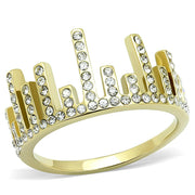 TK3129 - IP Gold(Ion Plating) Stainless Steel Ring with Top Grade Crystal  in Clear