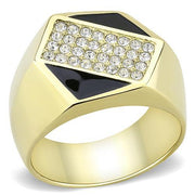 TK3224 - IP Gold(Ion Plating) Stainless Steel Ring with Top Grade Crystal  in Clear