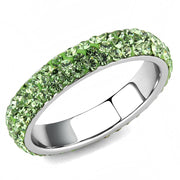 TK3537 - High polished (no plating) Stainless Steel Ring with Top Grade Crystal  in Peridot