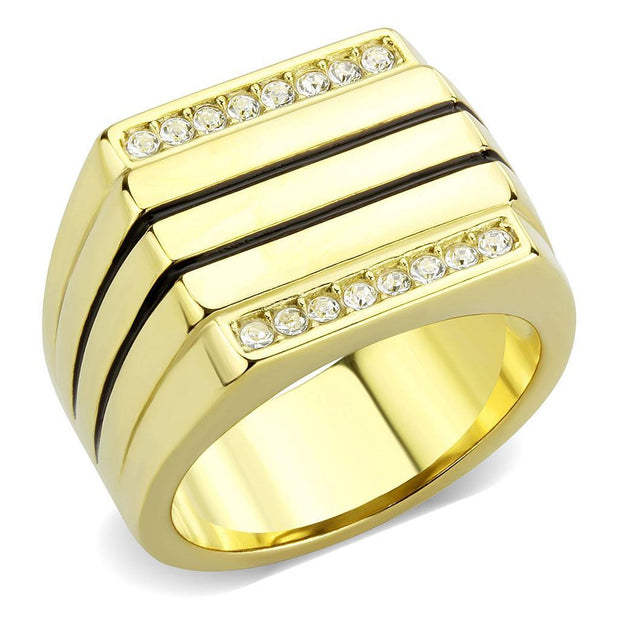 TK3618 - IP Gold(Ion Plating) Stainless Steel Ring with Top Grade Crystal  in Clear