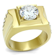 TK721 - IP Gold(Ion Plating) Stainless Steel Ring with AAA Grade CZ  in Clear