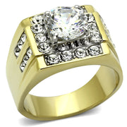 TK760 - Two-Tone IP Gold (Ion Plating) Stainless Steel Ring with AAA Grade CZ  in Clear