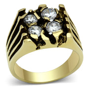 TK772 - IP Gold(Ion Plating) Stainless Steel Ring with AAA Grade CZ  in Clear